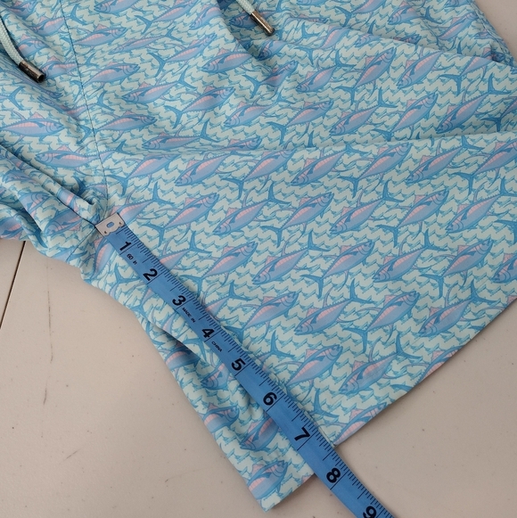 Peter Millar Blue Aquatic Fish Print Elastic Waistband Board Shorts Sz XXL - Picture 13 of 15